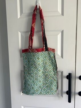 Kantha Boho Artisan reversible cotton Patterned Tote beach travel Bag